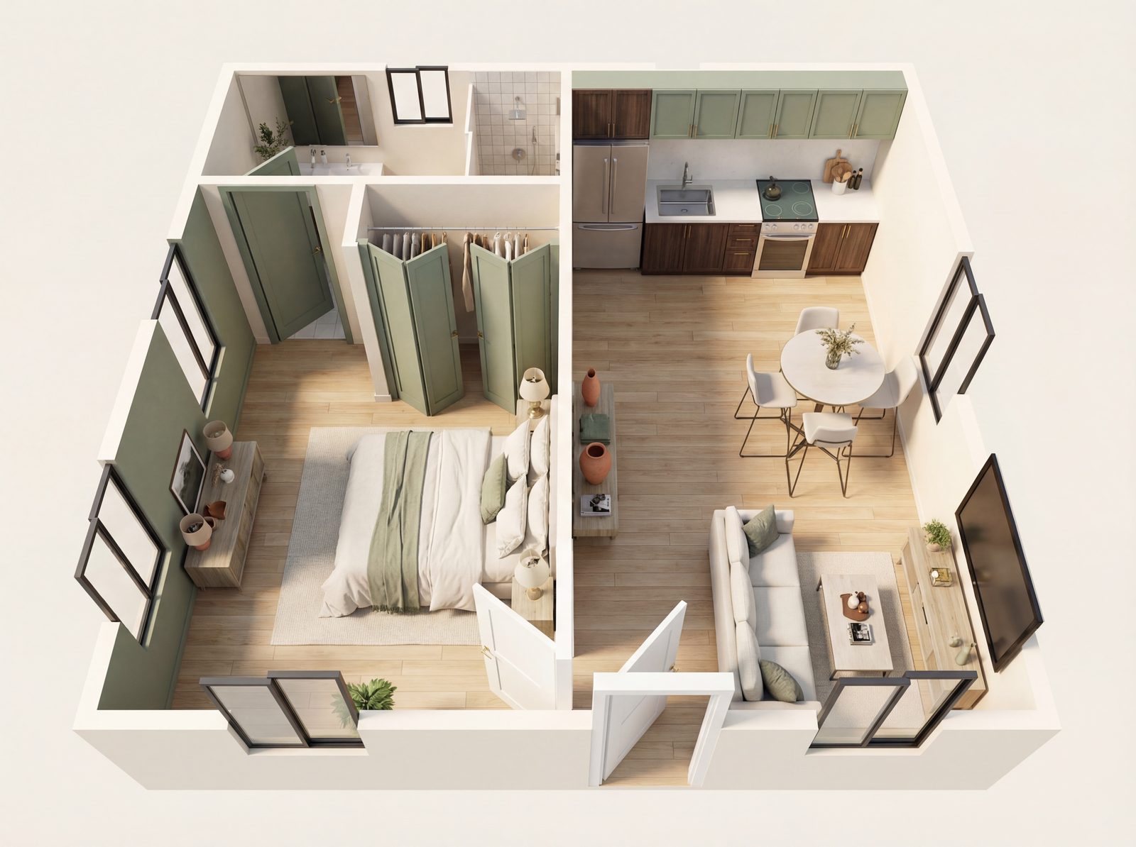 1 Bedroom – 3 — 3D axonometric render