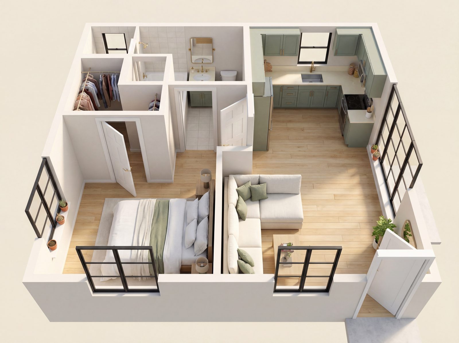 1 Bedroom – 5 ADU floor plan
