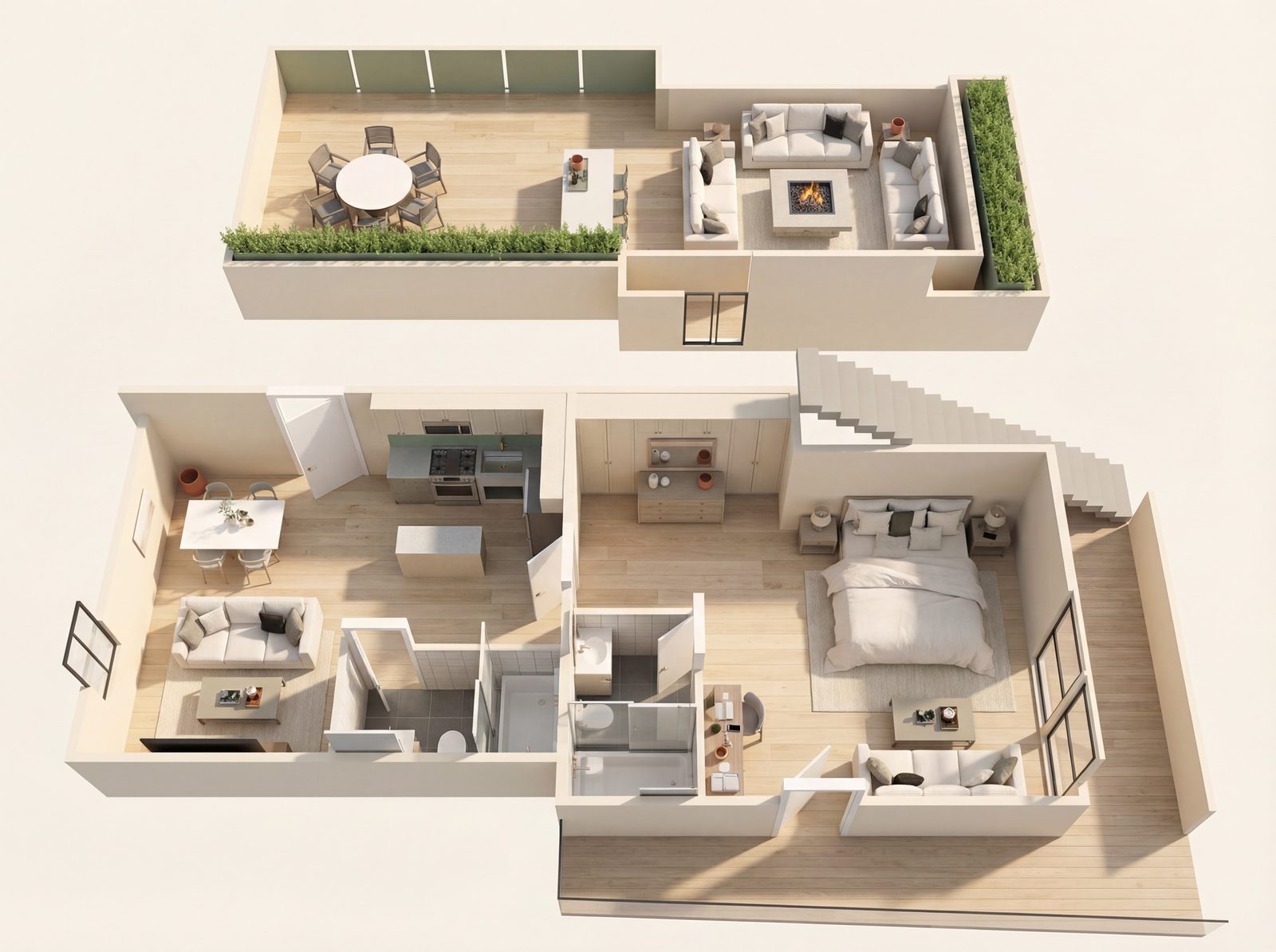 1 Bedroom With Deck ADU floor plan