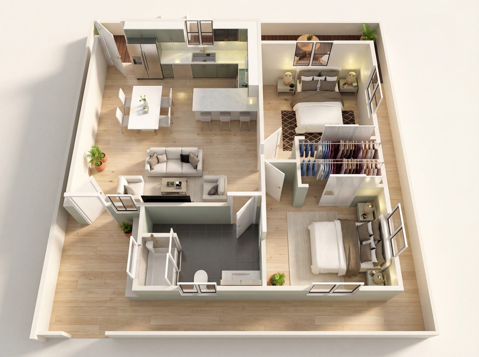 2 Bedroom – 4 ADU floor plan