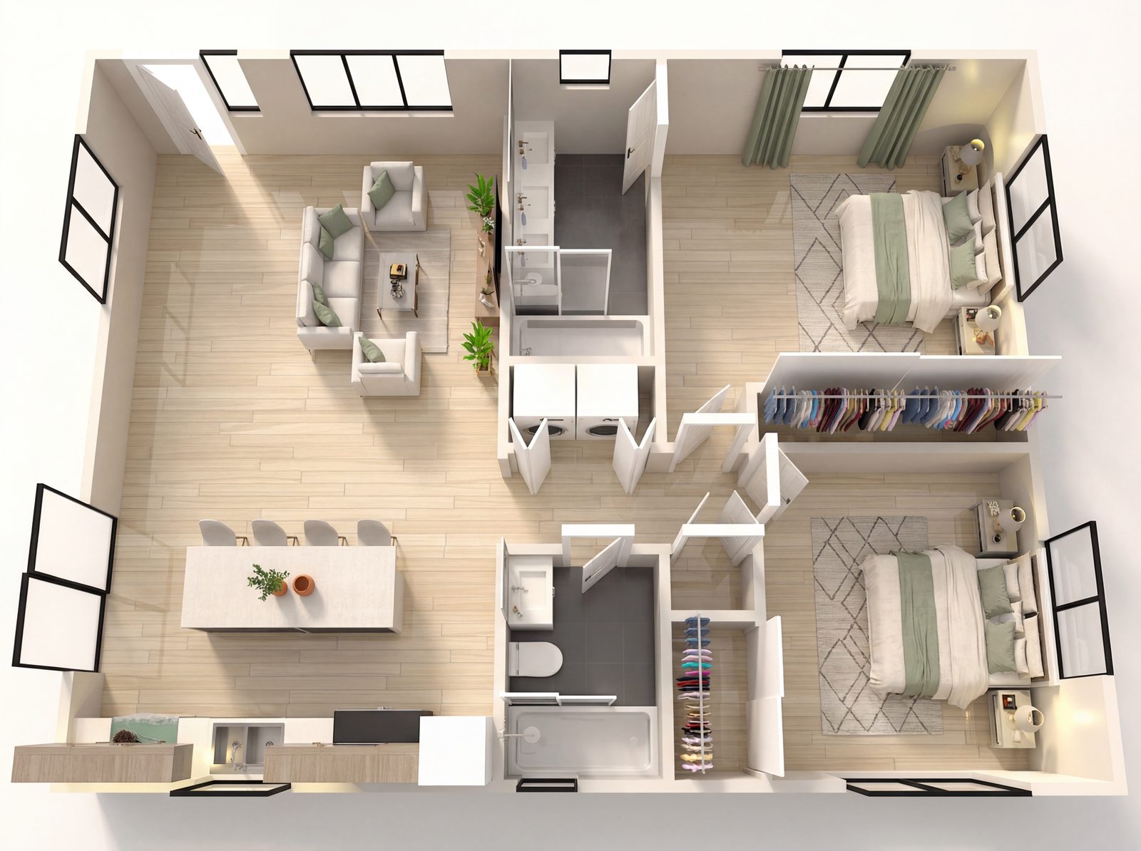 2 Bedroom ADU floor plan