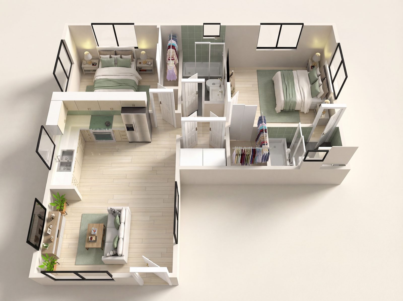 2 Bedroom ADU floor plan