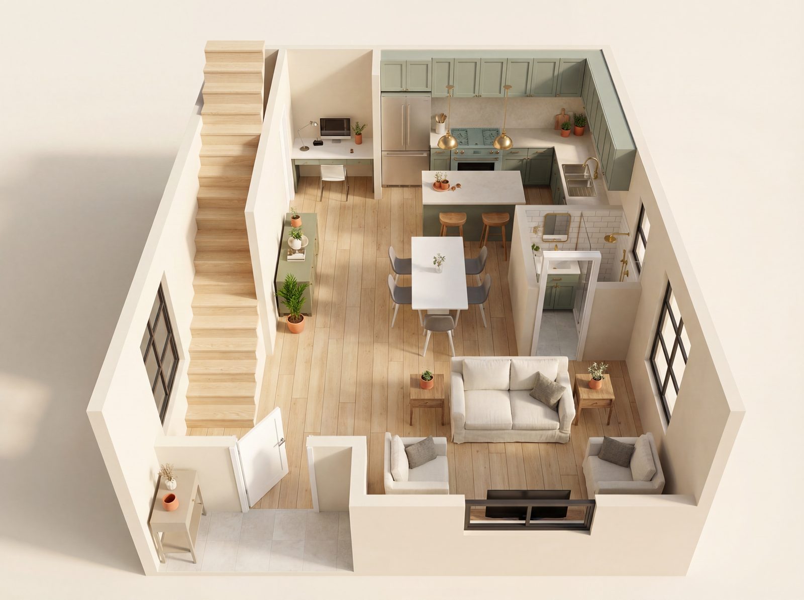Creative 2-Story 2 Bedroom ADU floor plan
