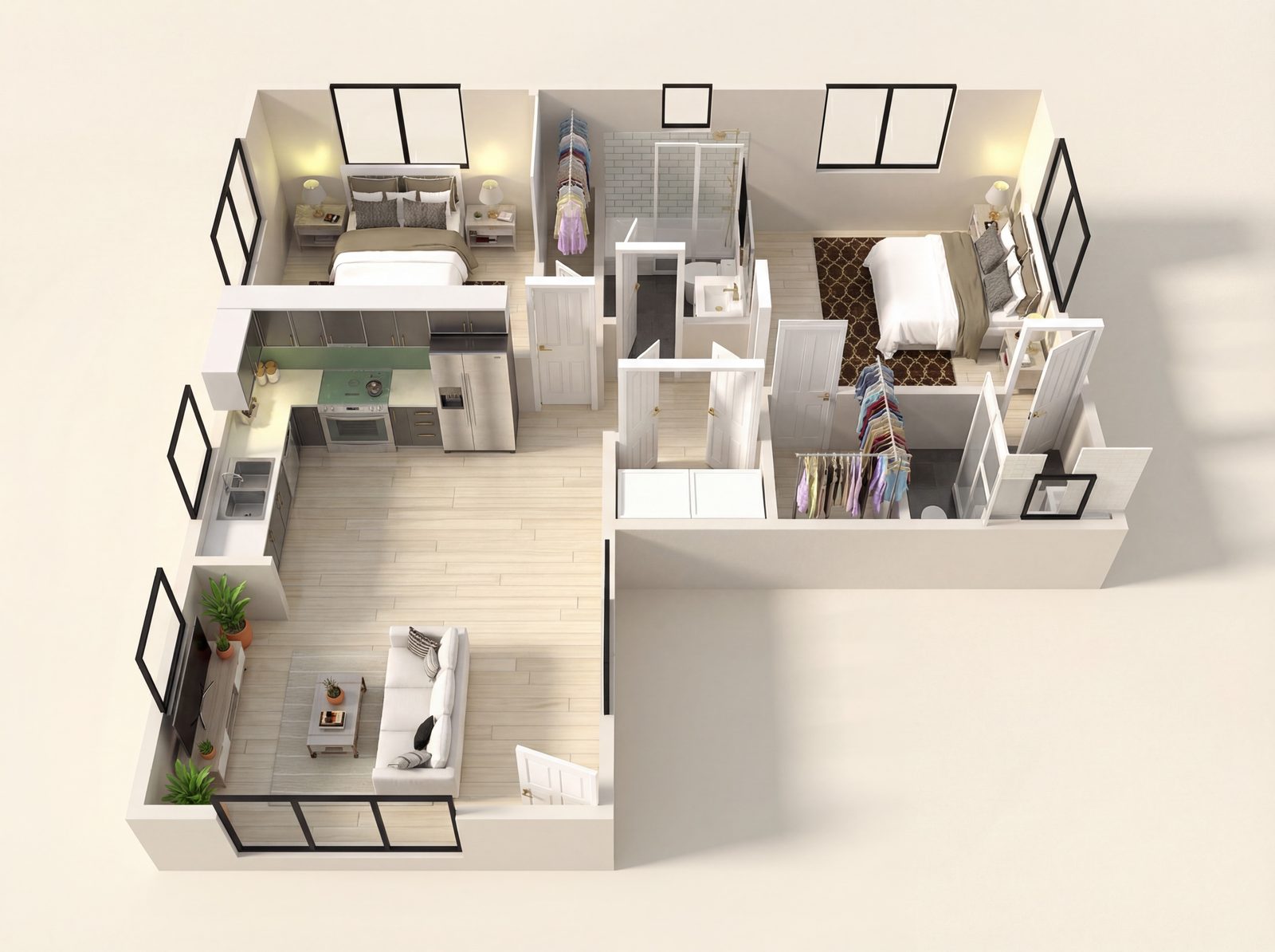 Large 2 Bedroom ADU floor plan