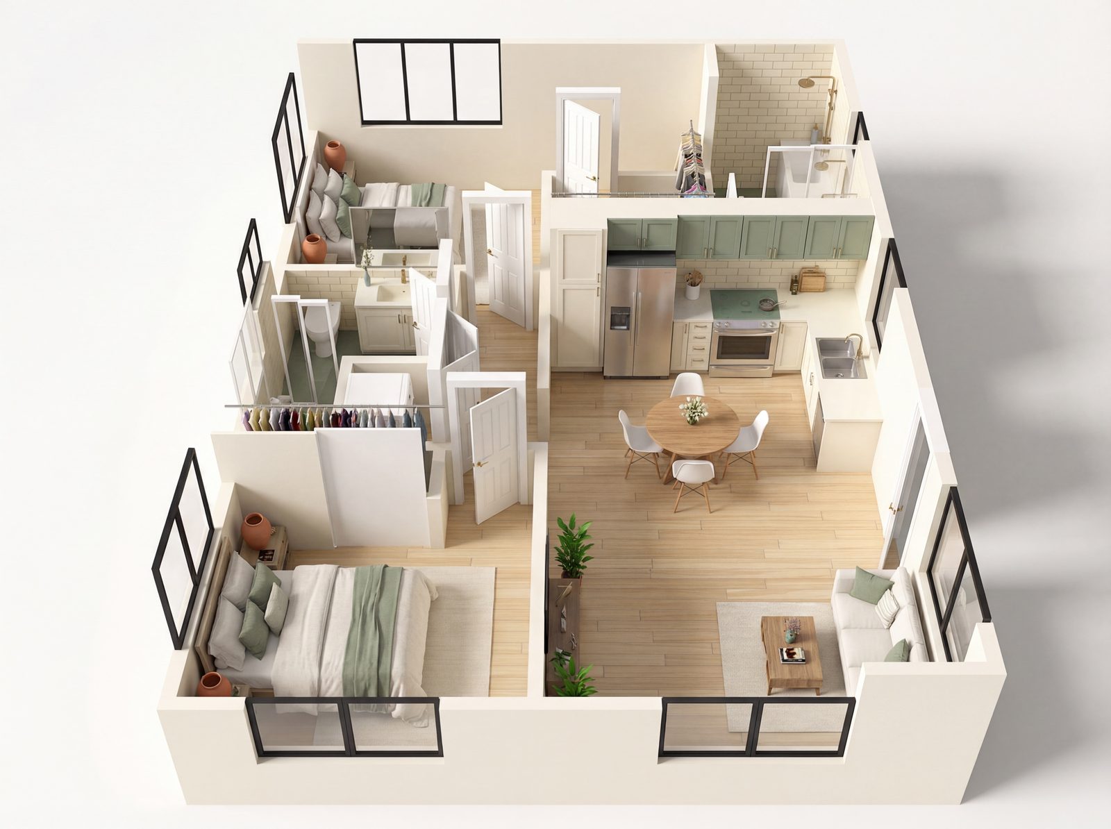 Large 2 Bedroom ADU floor plan