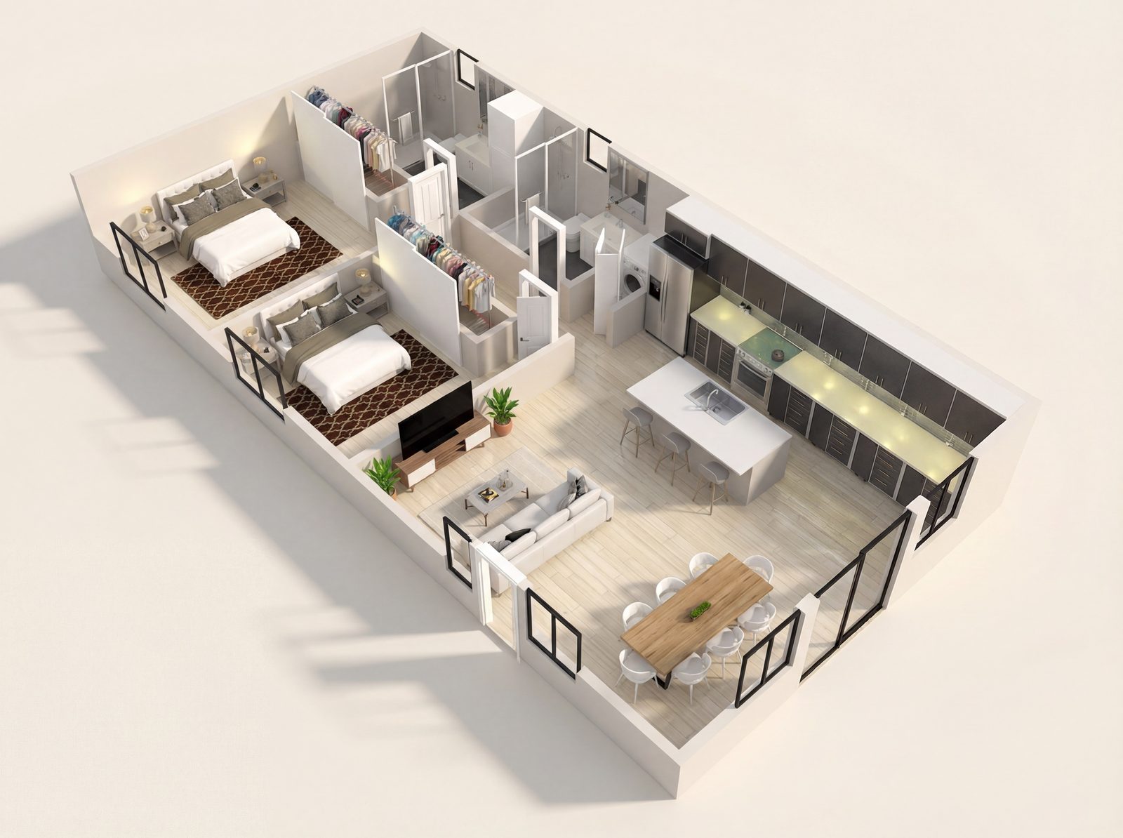 Large 2 Bedroom ADU floor plan