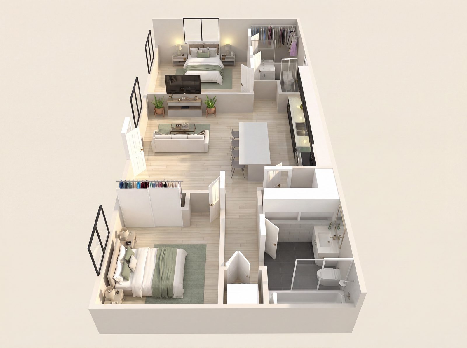 Large 2 Bedroom ADU floor plan