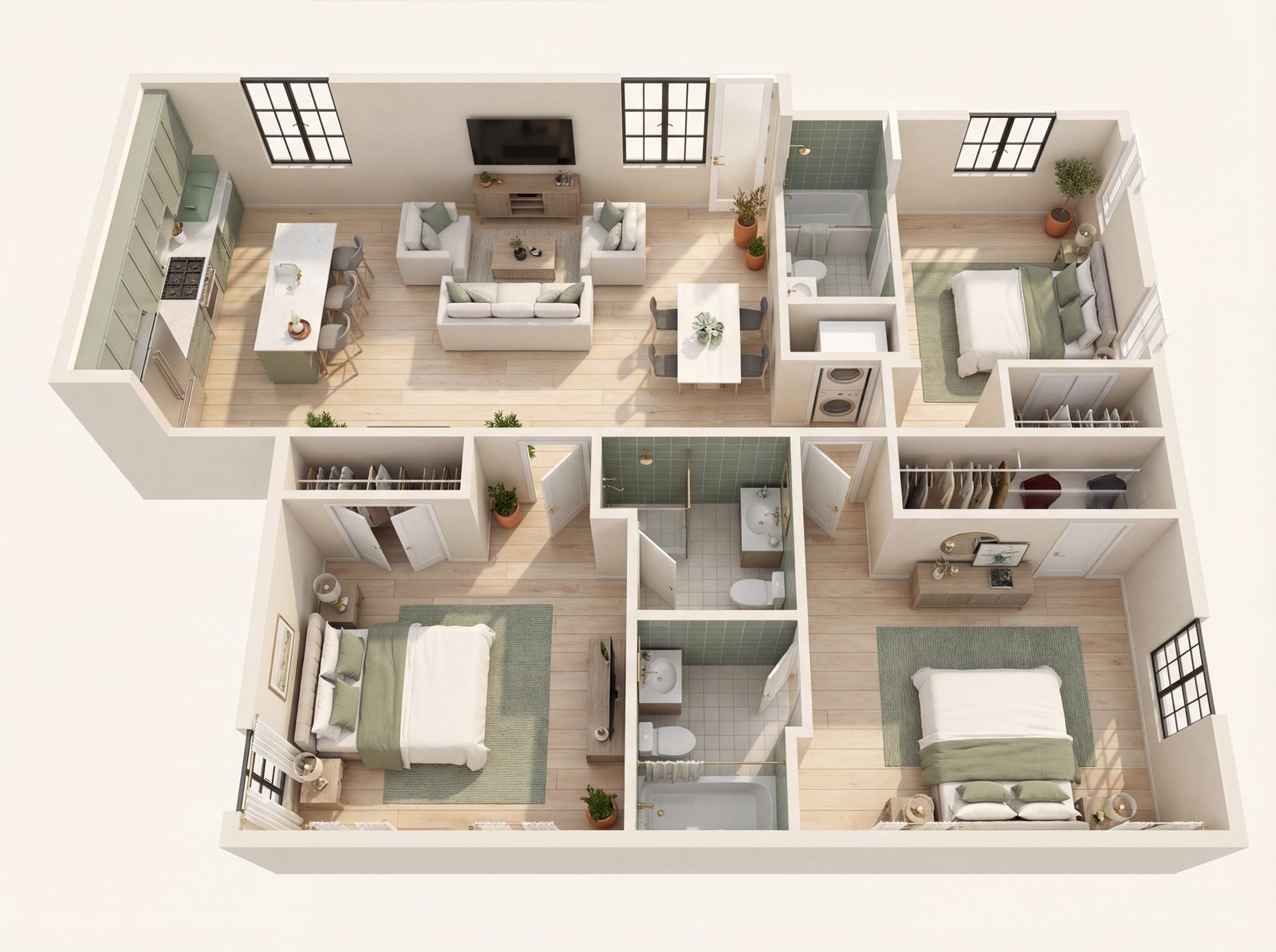 Large 3 Bedroom – 2 ADU floor plan