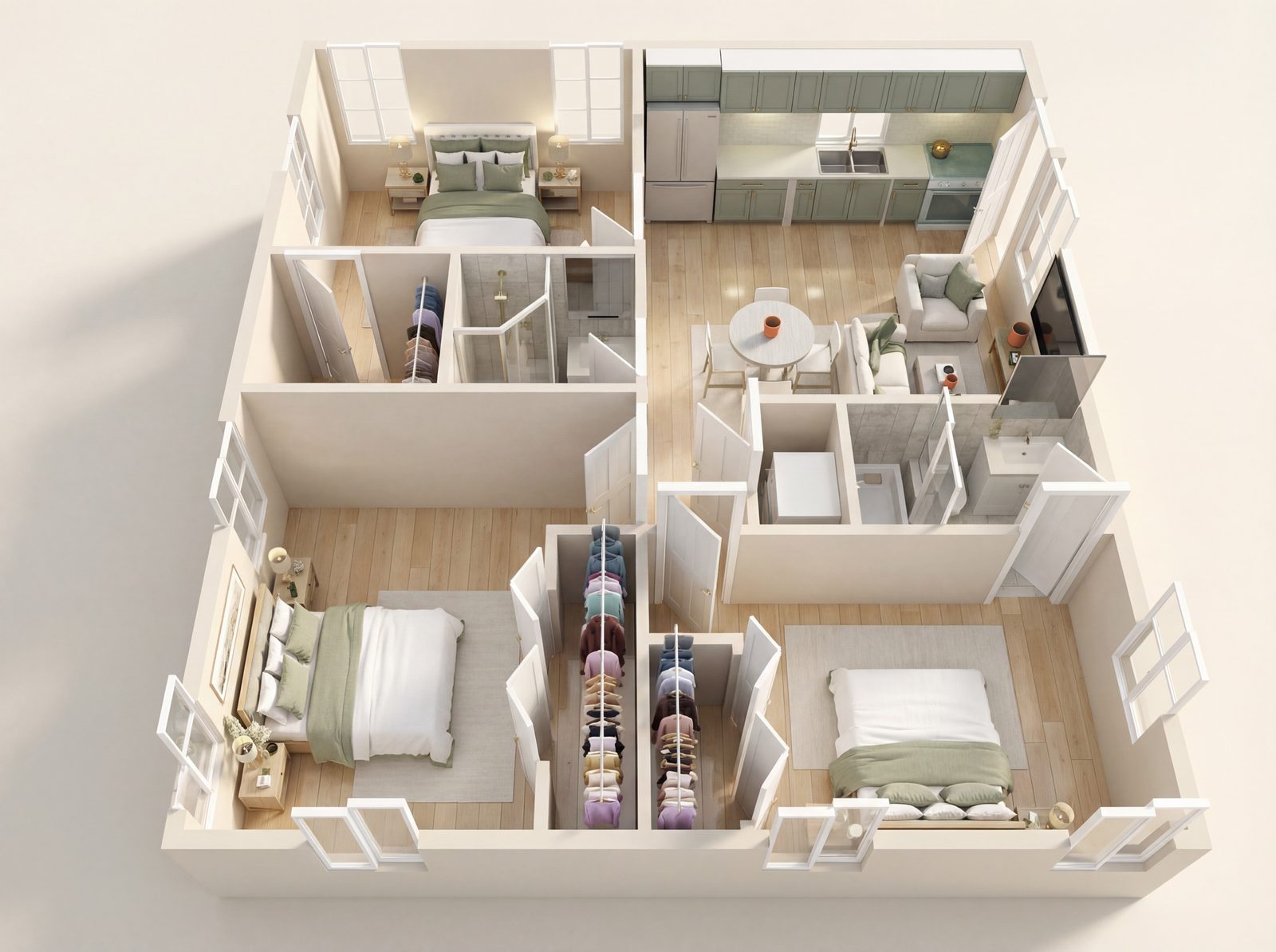 Large 3 Bedroom – 3 ADU floor plan