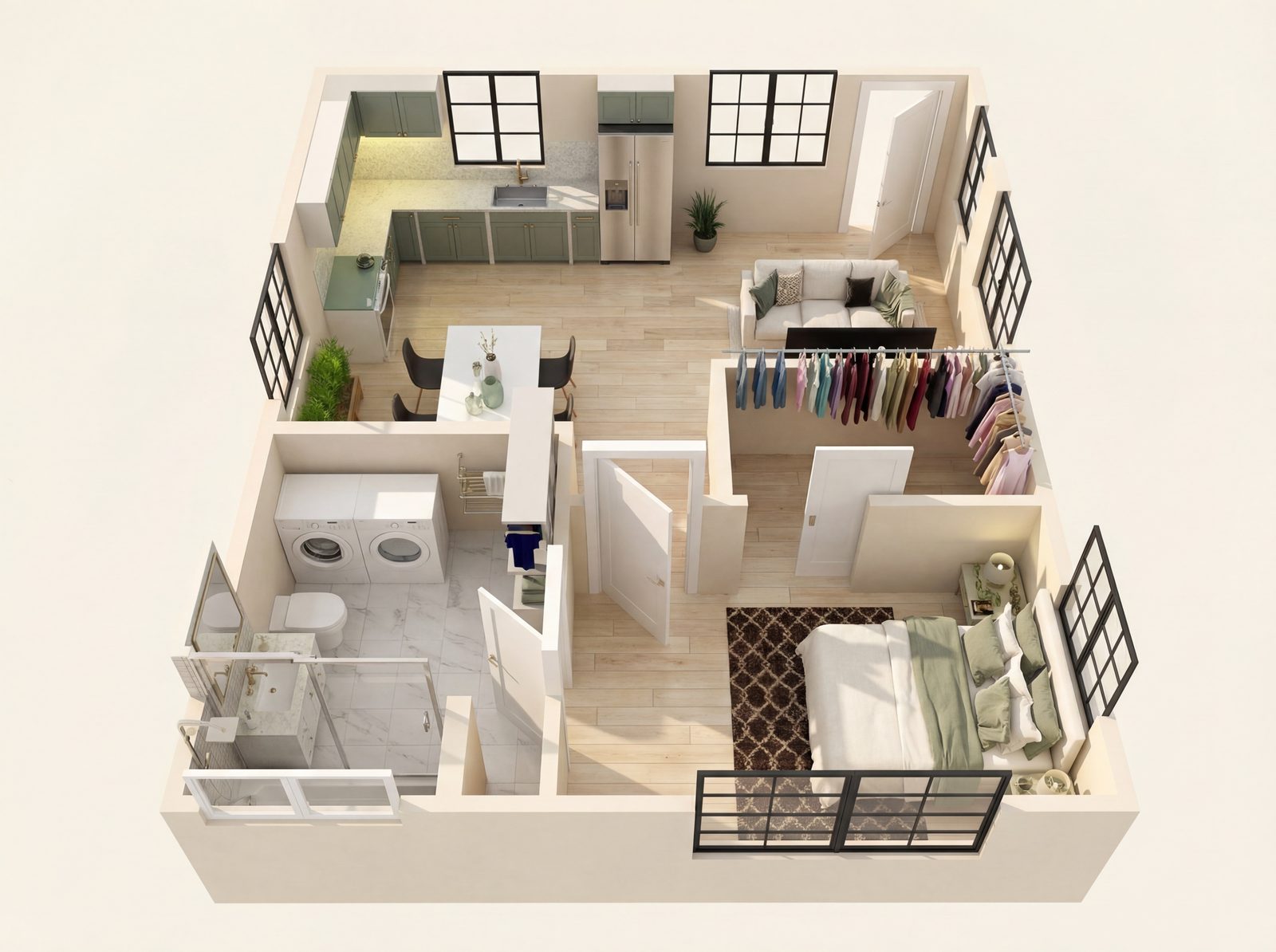 Spacious 1 Bedroom ADU floor plan