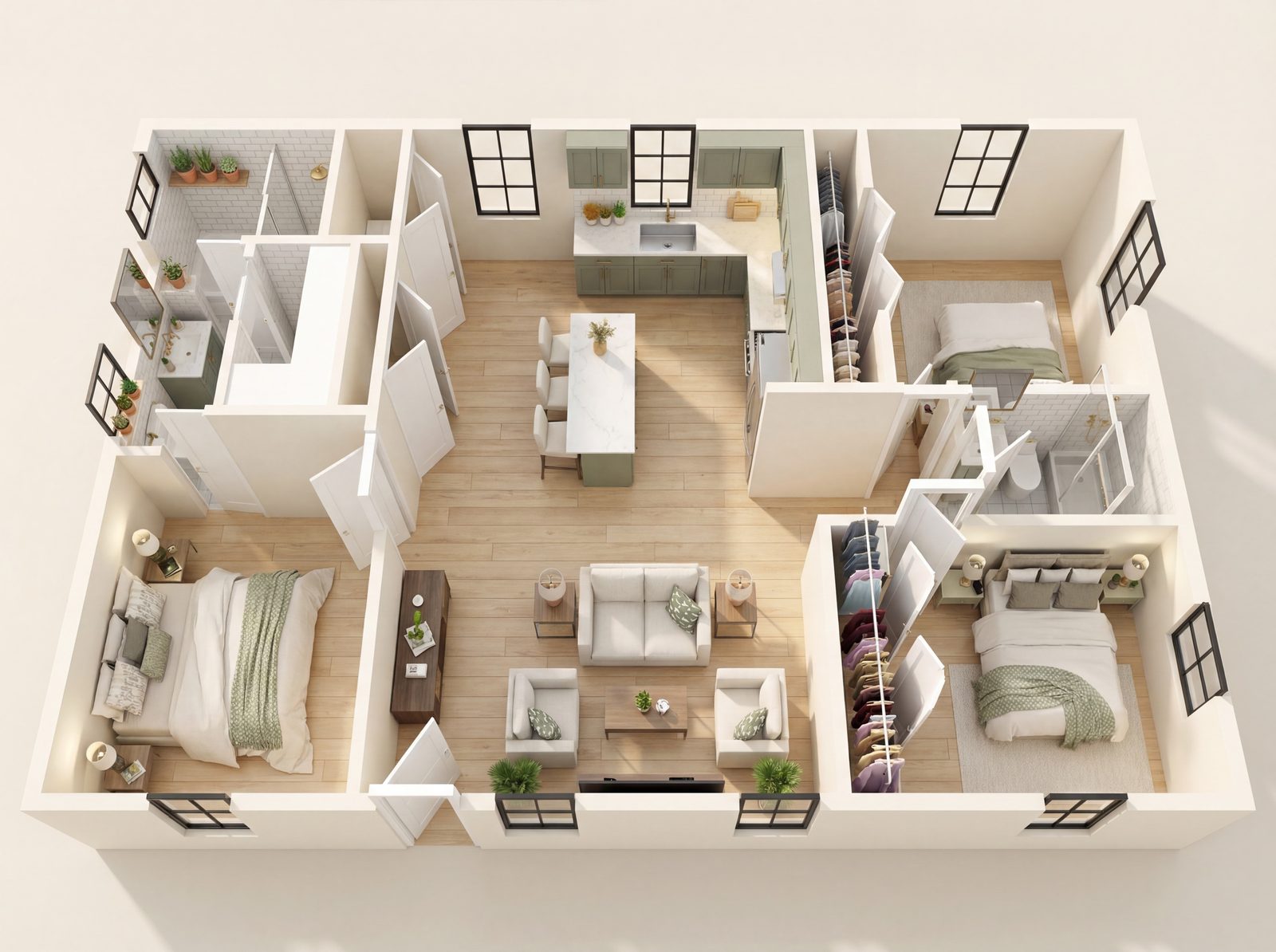 Wide Open 3 Bedroom ADU floor plan