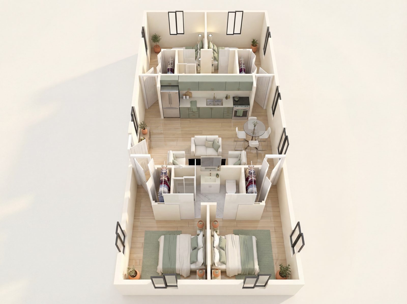 Wide Open 4 Bedrooms ADU floor plan